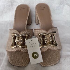 A New Day Women's Cream Mules with Gold Accent Size 11